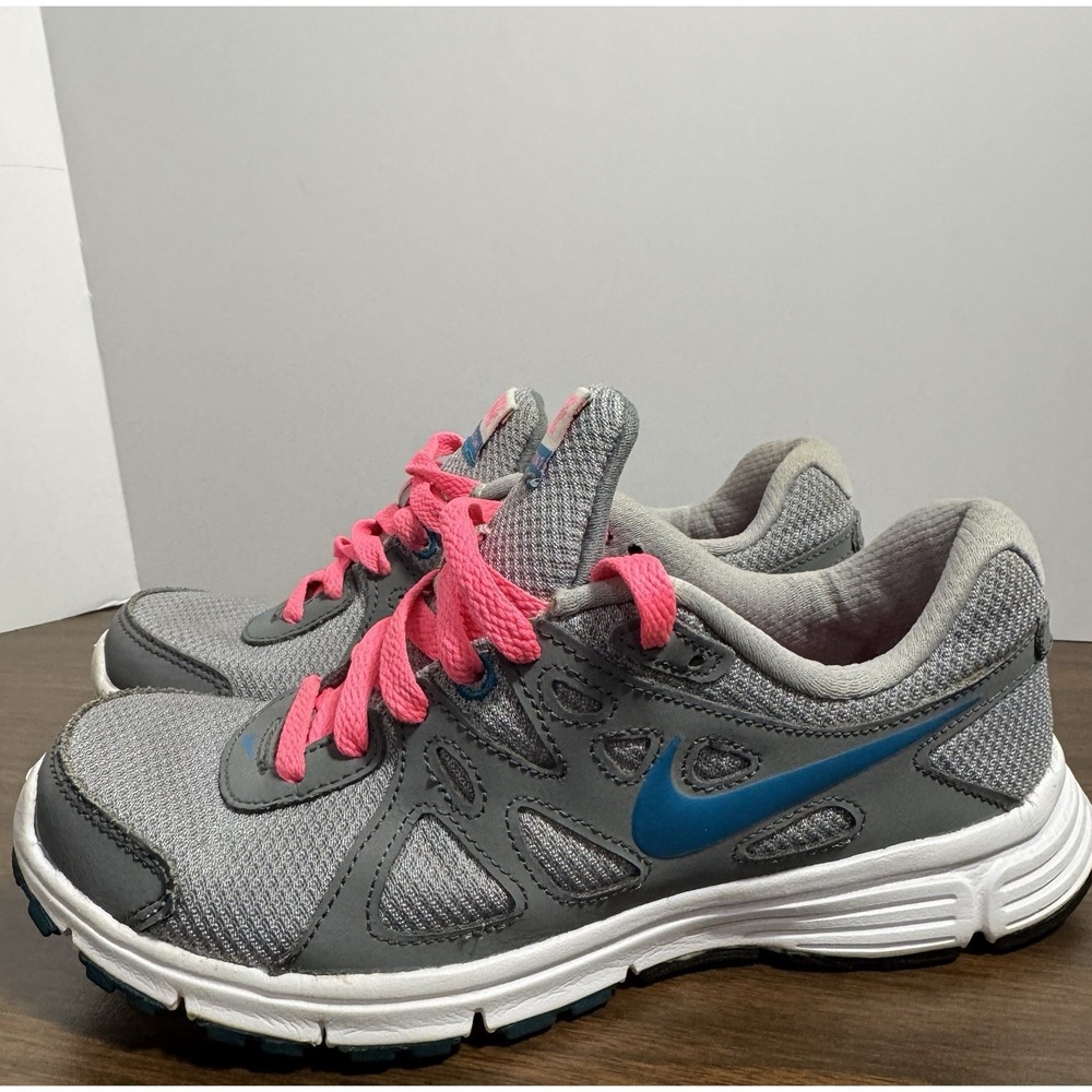 Nike Womens Running Shoes Size 6 Gray Blue Pink Athletic Sneaker 554902-006 - Picture 4 of 9
